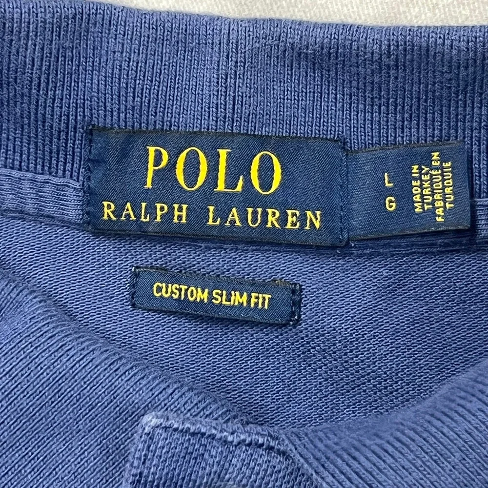 Polo Ralph Lauren Mens Navy Blue Rainbow Big Pony Slim Fit Polo Shirt L College